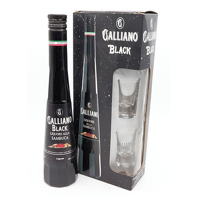 Galliano Black Sambuca 350ml in Display Box with Two Shot Glasses