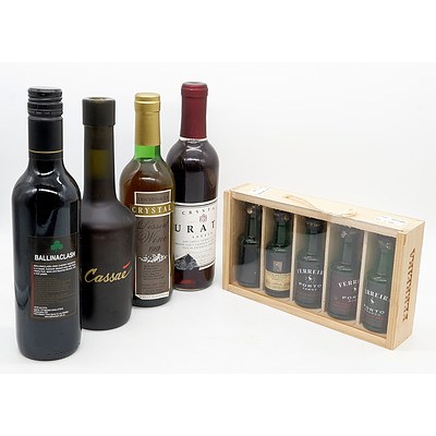 Four Various Aperitif and Dessert Wines and Box Set of Five Miniature Ports