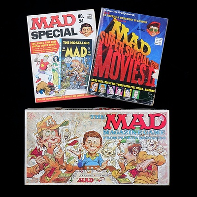 The Mad Magazine Board Game Circa 1979 and Two Mad Magazines