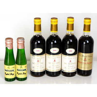 Four Vintage De Bortoli 375ml Dessert Wines and Two 100ml Babycham English Perry