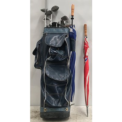 Set Of Right Handed Slazenger Golf Clubs And Golf Umbrella In Proline Bag