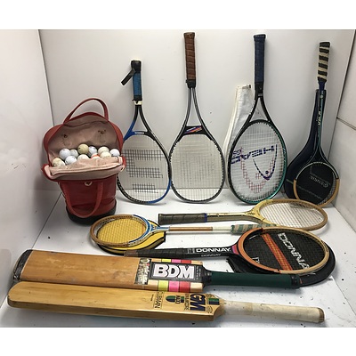 Cricket Bats, Tennis Racquets and Golf Balls