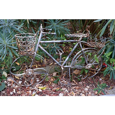 Rustic Painted Metal Bicycle Planter