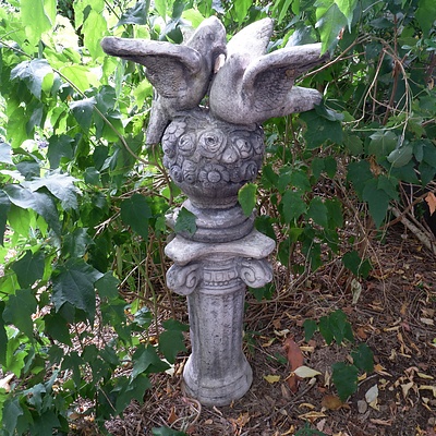 Cast Composite Pair of Doves on a Pedestal