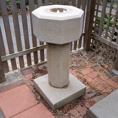 Antique Carved and Engraved Sandstone Water Font