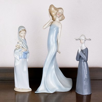 Doulton Reflection Windswept HN3027, Lladro Girl with Flowers and Nun
