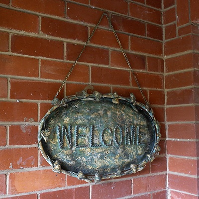 Painted Cast Metal Welcome Sign