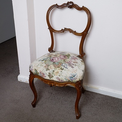 Vintage Victorian Style Floral Brocade Upholstered Dining Chair