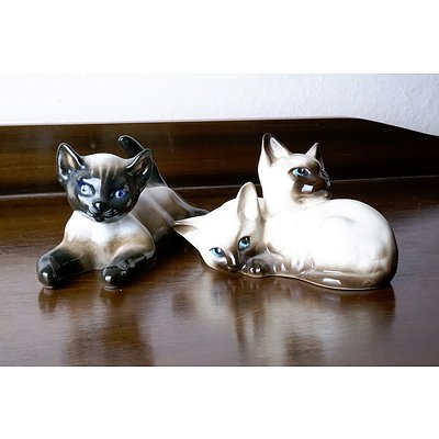 Beswick and Rosenthal Seal Point Siamese Cat Figures