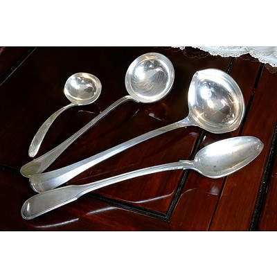 Collection of Four Antique and Vintage Silver Plated Ladles