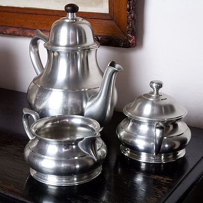 Selangor Pewter Teapot, Sugar Bowl and Creamer Jug
