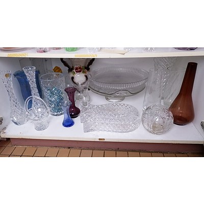 Shelf of Cut Crystal and Glassware, Including Violetta, Czech Crystal, Scottish Caithness and More