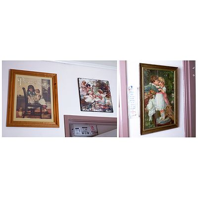 Two Contemporary Pears Advertisements and a Classical Style Block Mounted Print, Including Over the Garden Wall
