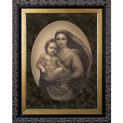 Lovely Antique Chromolithograph of Mary with Jesus
