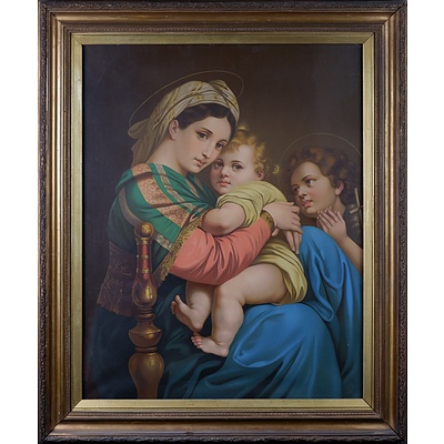 Antique Framed Vintage Lithograph of Raphael's Madonna Della Seggiola