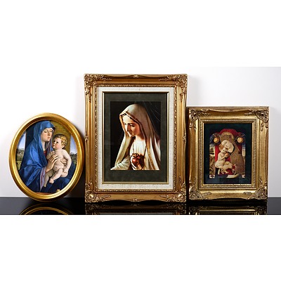 Three Giltwood Framed Madonna Prints