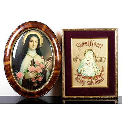 Vintage Oval Framed Print for Mary with a Vintage Long Stitch, Sweetheart Mary Be My Salvation