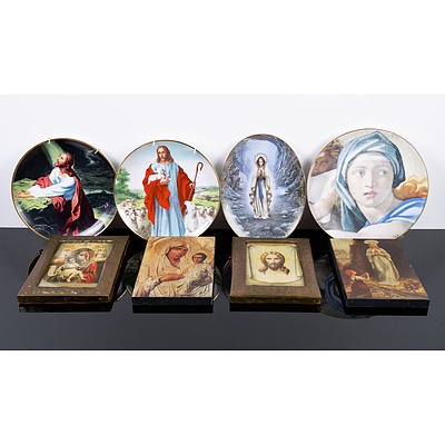 Collection of Block Mounted Icons and Franklin Mint Collector Plates