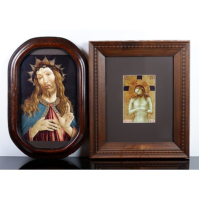 Framed Print of Sandro Botticelli Christ the Redeemer and Another Framed Print of Christ