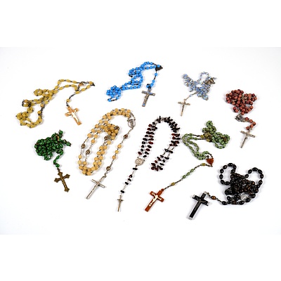 Collection of Rosary Beads, Including Amber Set of Beads