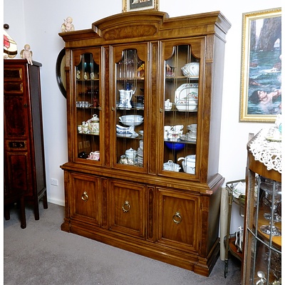 Large Antique Style Burr Walnut and Oak Bookcase