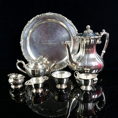 Vintage Silver Plated Tea Service, Including Silver Plated Butlers Tray From Malcom Fraser