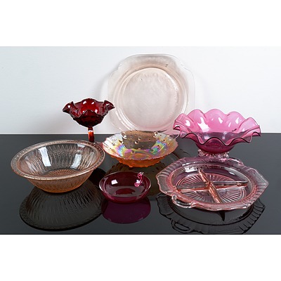 Collection of Vintage Ruby and Iridescent Glassware