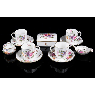 Royal Crown Derby Posies Pattern Tea Setting for Four, With Jewellery Box