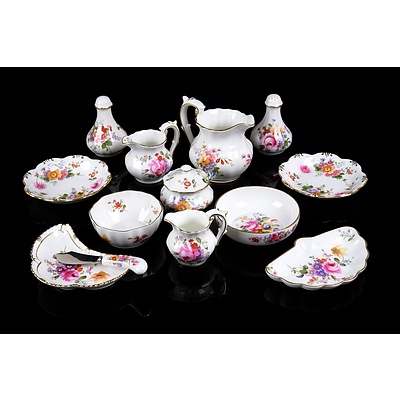 Collection of Royal Crown Derby China, Creamer Jug, Tea Strainer, Salt and Pepper Pots and More