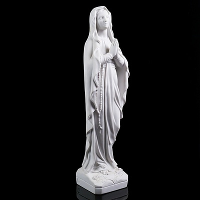 Carved Carrara Marble Figure of the Lady of Lourdes