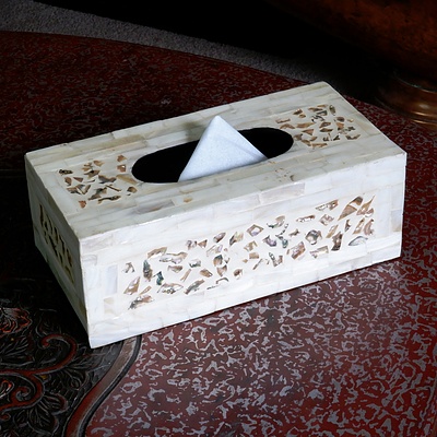 Shell and Paua Shell Adorned Tissue Box Cover