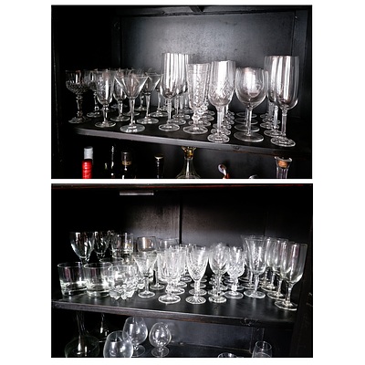 Large Collection of Crystal and Glass Stemware