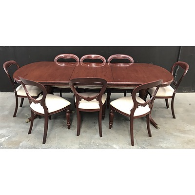 Reproduction Regency Twin Pedestal Nine Piece Extension Dining Setting