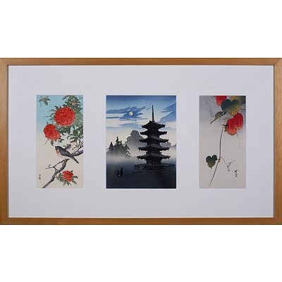 Four Framed Decorative 20th Century Japanese Woodblock Prints