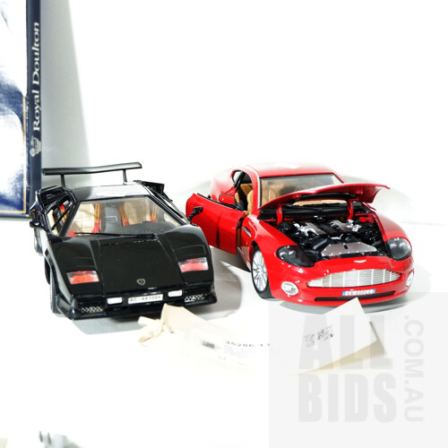 Pair of Burago 1:18 Model Cars Including, Lamborghini Countach and Aston Martin Vanquish
