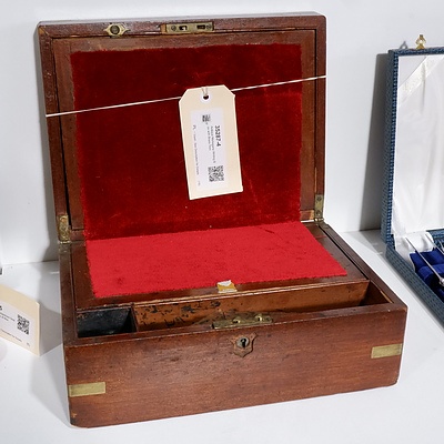 Antique Mahogany Writing Box with Brass Trim
