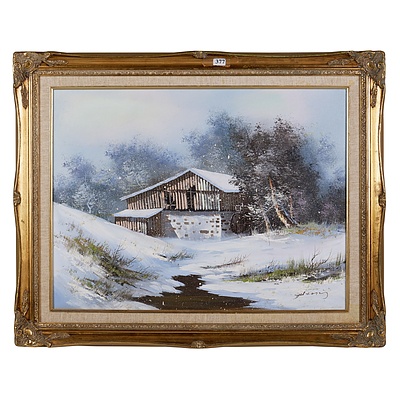 Artist Unknown, Untitled (Winter Landscape), Oil on Board
