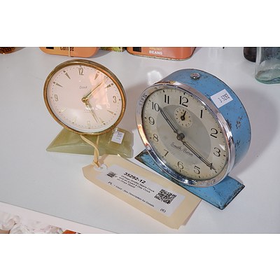 Vintage Smiths Alarm Clock and an Exact 8 Day Clock on Onyx Stand