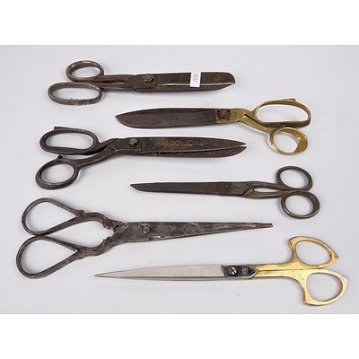 Five Antique and Vintage Dressmakers Scissors including Erche