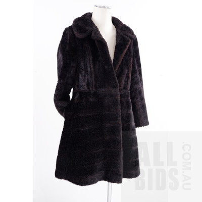 Vintage Leon Cutler Faux Fur Coat - Black with Brown Undertones