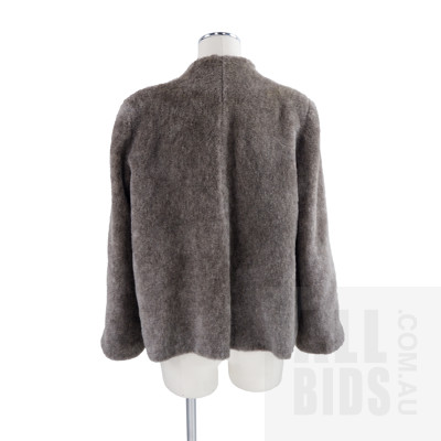 Vintage European Low Plush Grey Faux Fur Jacket