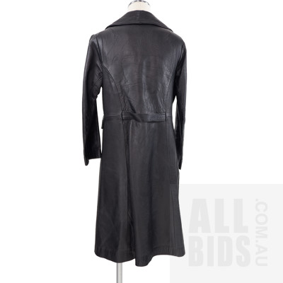 Vintage Women's Black Supple Leather Trench Coat