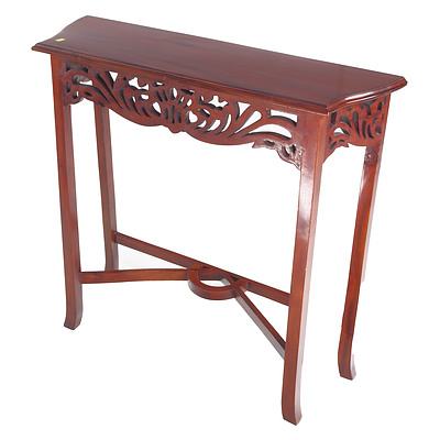 Antique Style Mahogany Hall Table with Fretwork Decoration