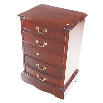 Antique Style Mahogany Five Drawer Low Chest