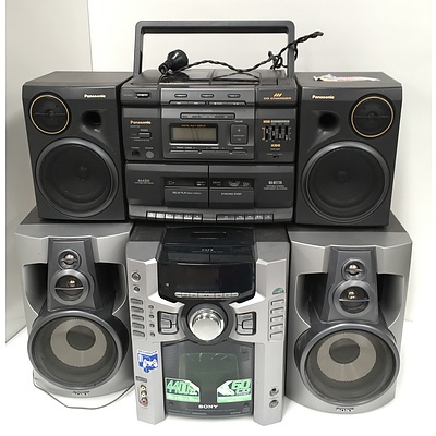 Sony Stereo System (MHC-GS300AV) & Panasonic Portable stereo (RX-DT770) - Lot