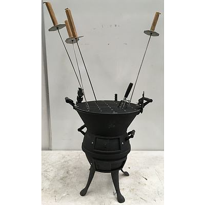 Cast Iron Kettle Grill With Accessories