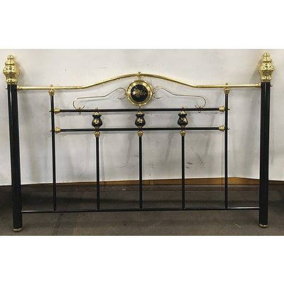 Queen Size Black Enamel And Polished Brass Bed Frame