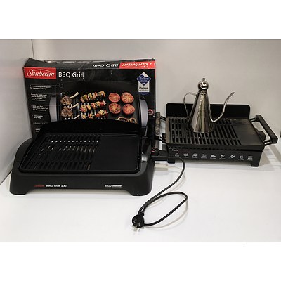 Sunbeam HG055 Electric BBQ Grill And Other Grill Items - Lot Of 3