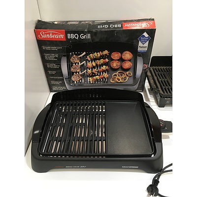 Sunbeam HG055 Electric BBQ Grill And Other Grill Items - Lot Of 3