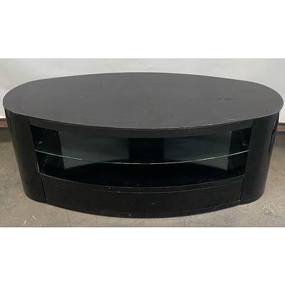 Glass Topped Oval TV Stand